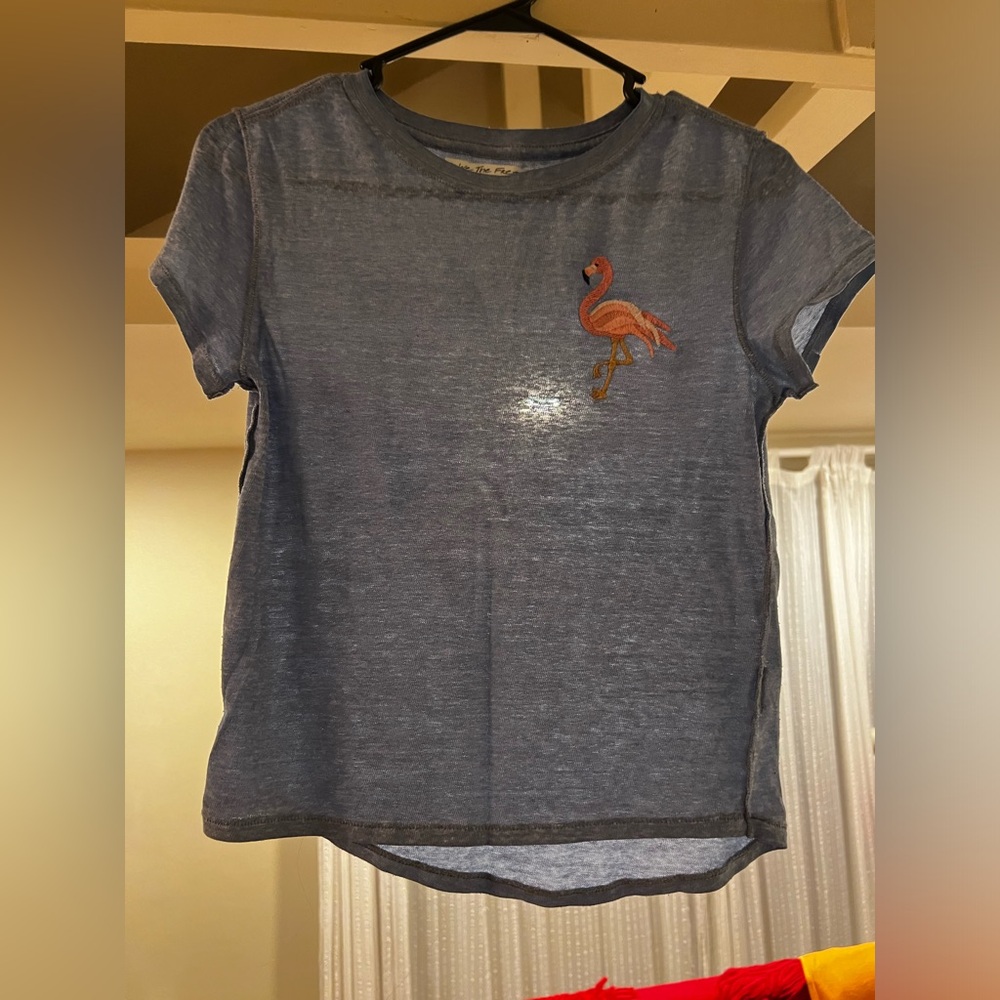 Free People We the Free Embroidered Flamingo Patch Tee Shirt